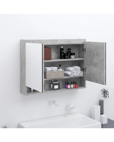 Armoire à miroir de salle de bain 80x15x60 cm MDF Gris béton