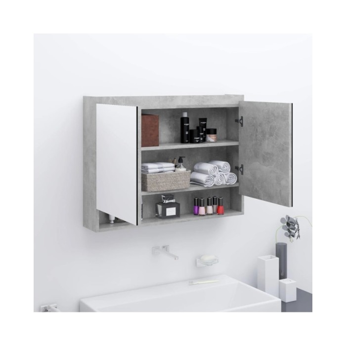 Armoire à miroir de salle de bain 80x15x60 cm MDF Gris béton