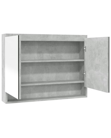 Armoire à miroir de salle de bain 80x15x60 cm MDF Gris béton