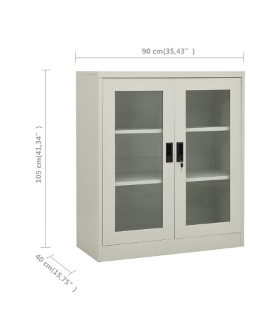 Armoire de bureau Gris clair 90x40x105 cm Acier