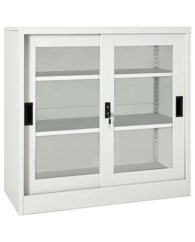 Armoire à portes coulissantes Gris clair 90x40x90 cm Acier