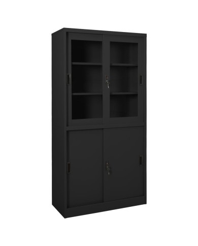 Armoire de bureau et porte coulissante Anthracite 90x40x180 cm