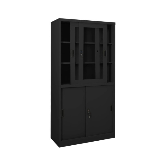 Armoire de bureau et porte coulissante Anthracite 90x40x180 cm