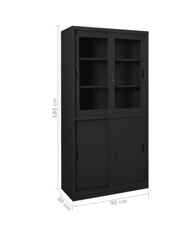 Armoire de bureau et porte coulissante Anthracite 90x40x180 cm