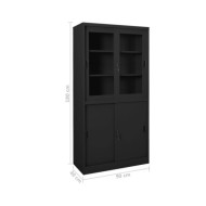 Armoire de bureau et porte coulissante Anthracite 90x40x180 cm