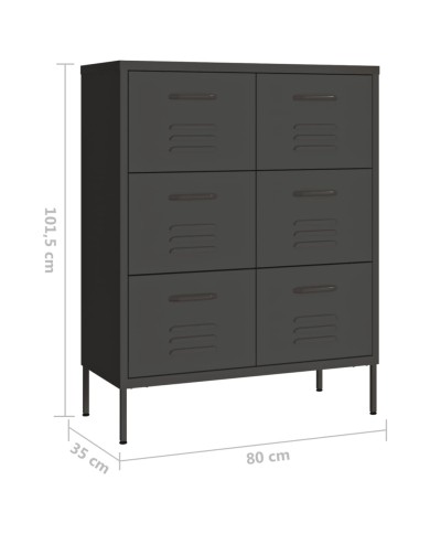 Armoire à tiroirs Anthracite 80x35x101,5 cm Acier