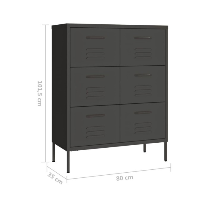 Armoire à tiroirs Anthracite 80x35x101,5 cm Acier