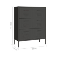 Armoire à tiroirs Anthracite 80x35x101,5 cm Acier