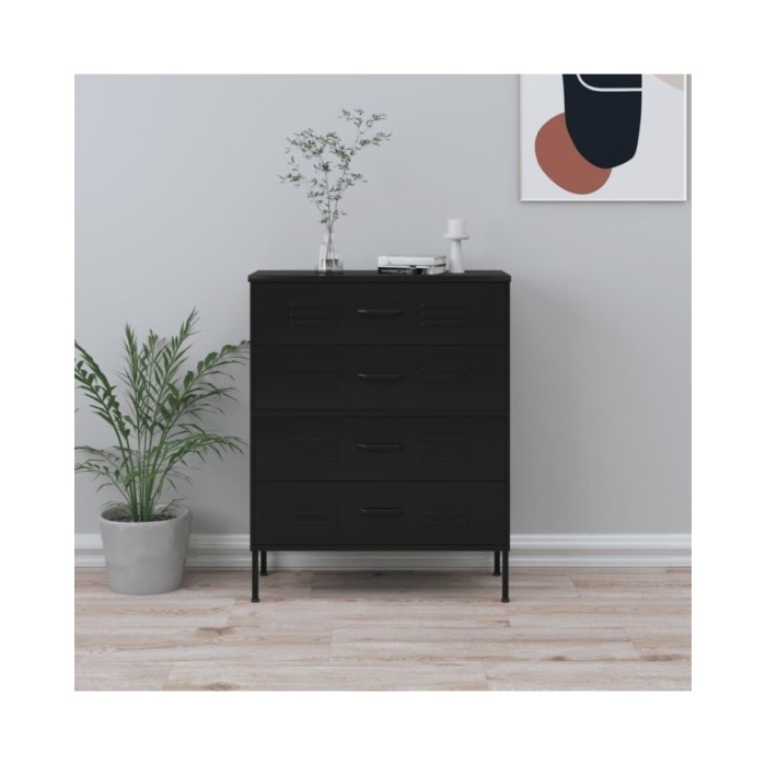 Commode Noir 80x35x101,5 cm Acier
