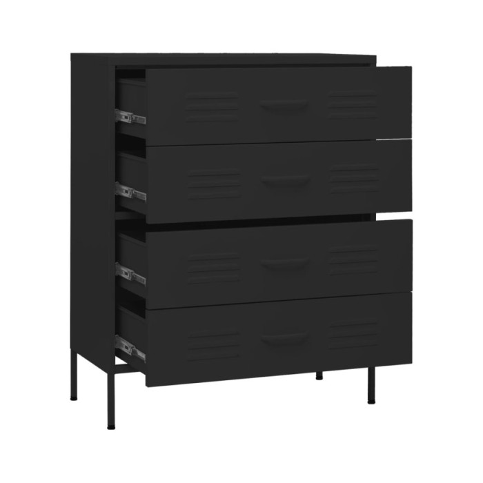 Commode Noir 80x35x101,5 cm Acier