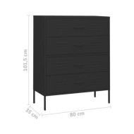 Commode Noir 80x35x101,5 cm Acier