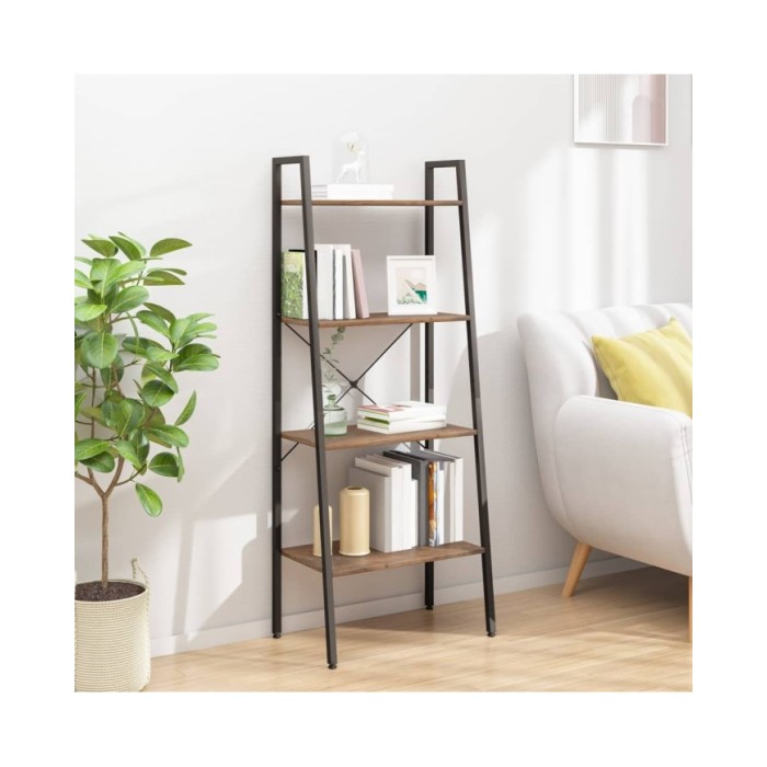 Étagère sur pied 4 niveaux Marron foncé et noir 56x35x140 cm
