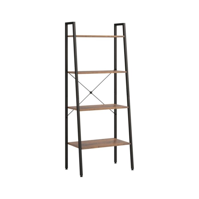 Étagère sur pied 4 niveaux Marron foncé et noir 56x35x140 cm