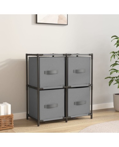 Armoire de rangement 4 paniers en tissu Gris 63x30x71 cm Acier