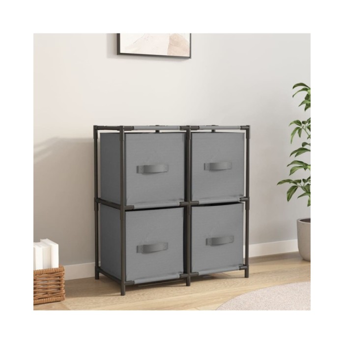 Armoire de rangement 4 paniers en tissu Gris 63x30x71 cm Acier