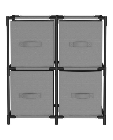 Armoire de rangement 4 paniers en tissu Gris 63x30x71 cm Acier
