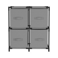Armoire de rangement 4 paniers en tissu Gris 63x30x71 cm Acier