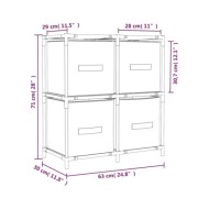 Armoire de rangement 4 paniers en tissu Gris 63x30x71 cm Acier