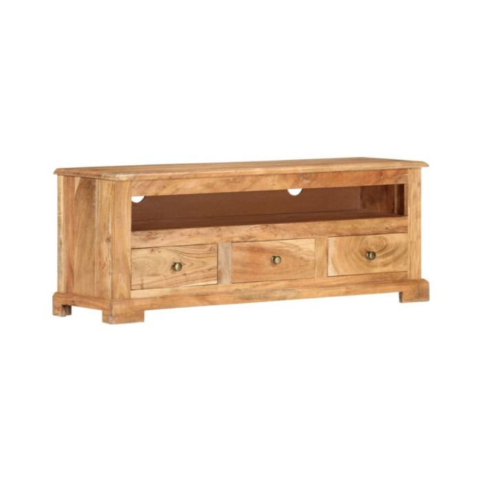 Meuble TV Bois massif d'acacia 110x30x40 cm Marron