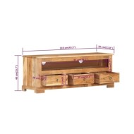 Meuble TV Bois massif d'acacia 110x30x40 cm Marron