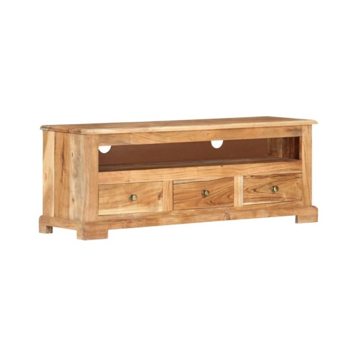 Meuble TV Bois massif d'acacia 110x30x40 cm Marron