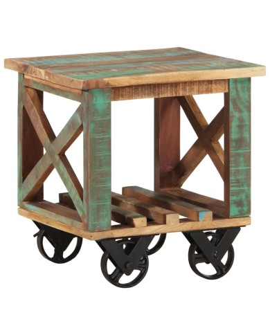 Table d'appoint avec roulettes 40x40x42 cm Bois de récupération