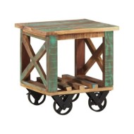 Table d'appoint avec roulettes 40x40x42 cm Bois de récupération