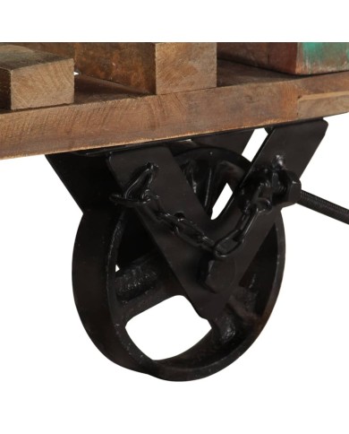 Table d'appoint avec roulettes 40x40x42 cm Bois de récupération