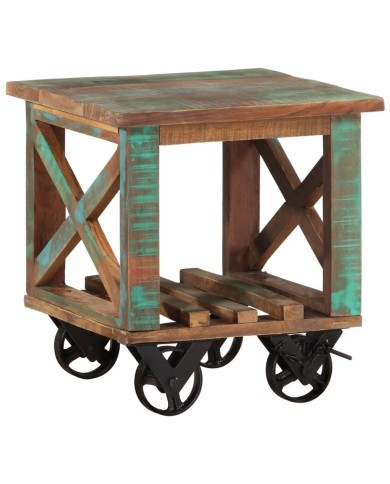 Table d'appoint avec roulettes 40x40x42 cm Bois de récupération