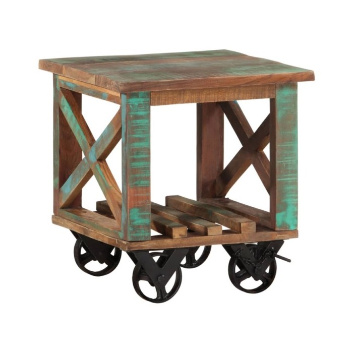 Table d'appoint avec roulettes 40x40x42 cm Bois de récupération