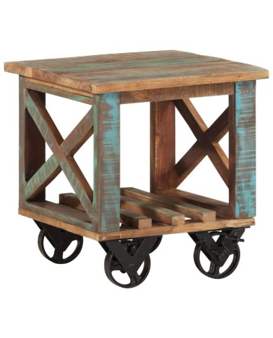 Table d'appoint avec roulettes 40x40x42 cm Bois de récupération