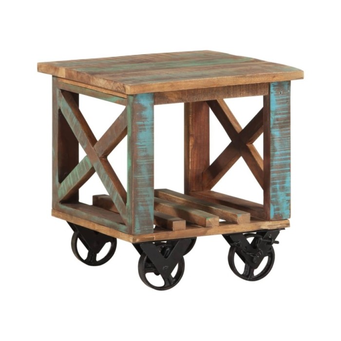 Table d'appoint avec roulettes 40x40x42 cm Bois de récupération
