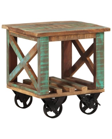 Table d'appoint avec roulettes 40x40x42 cm Bois de récupération