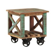 Table d'appoint avec roulettes 40x40x42 cm Bois de récupération