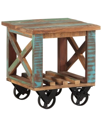 Table d'appoint avec roulettes 40x40x42 cm Bois de récupération