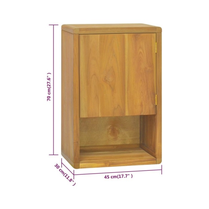 Armoire murale de salle de bain 45x30x70 cm Teck solide