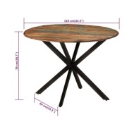 Table à dîner Ø110x78 cm Bois de récupération massif et acier