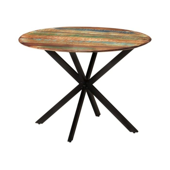 Table à dîner Ø110x78 cm Bois de récupération massif et acier