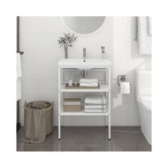 Cadre de lavabo de salle de bain Blanc 59x38x83 cm Fer