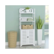 Vitrine Blanc 46x24x140 cm Bois de Paulownia solide