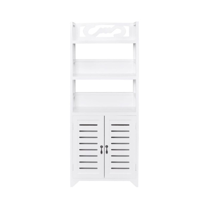 Vitrine Blanc 46x24x140 cm Bois de Paulownia solide