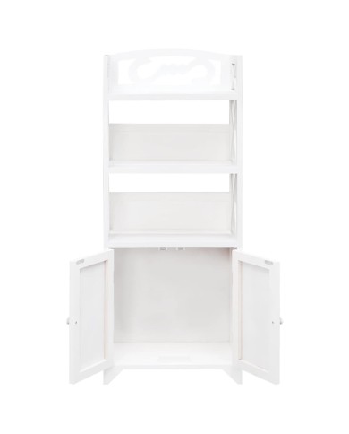 Vitrine Blanc 46x24x140 cm Bois de Paulownia solide