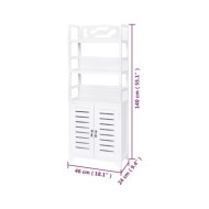 Vitrine Blanc 46x24x140 cm Bois de Paulownia solide