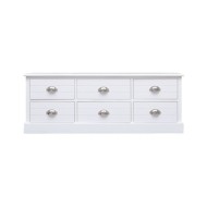 Meuble TV Blanc 108x30x40 cm Bois de Paulownia solide