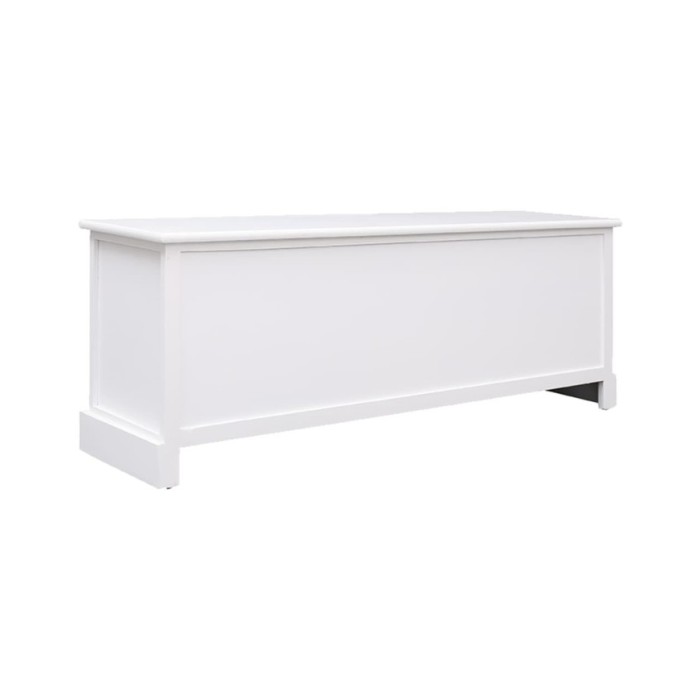 Meuble TV Blanc 108x30x40 cm Bois de Paulownia solide