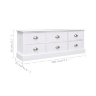 Meuble TV Blanc 108x30x40 cm Bois de Paulownia solide