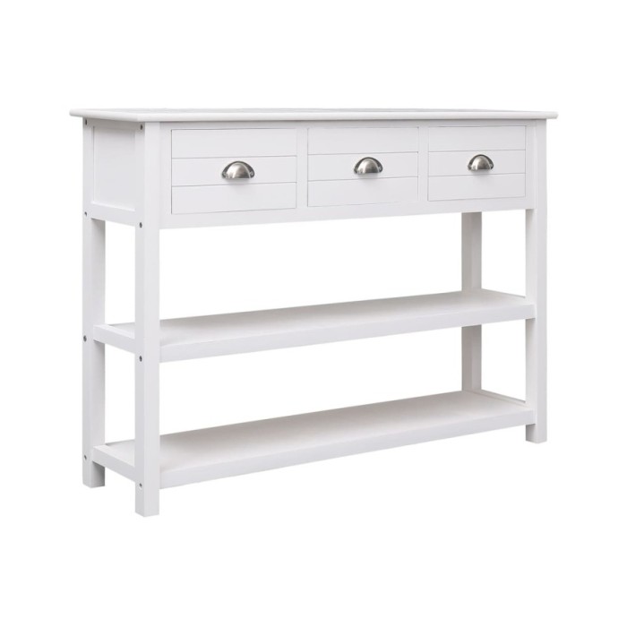 Buffet Blanc 108x30x76 cm Bois de Paulownia massif