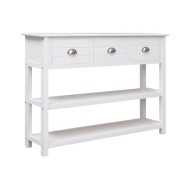 Buffet Blanc 108x30x76 cm Bois de Paulownia massif