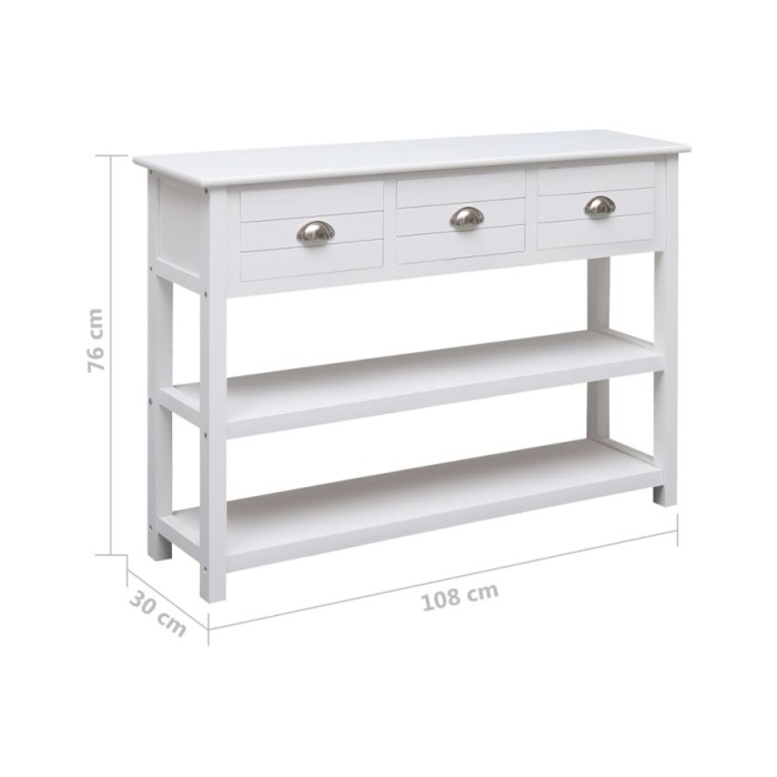 Buffet Blanc 108x30x76 cm Bois de Paulownia massif