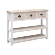 Buffet Blanc et marron 108x30x76 cm Bois de Paulownia massif